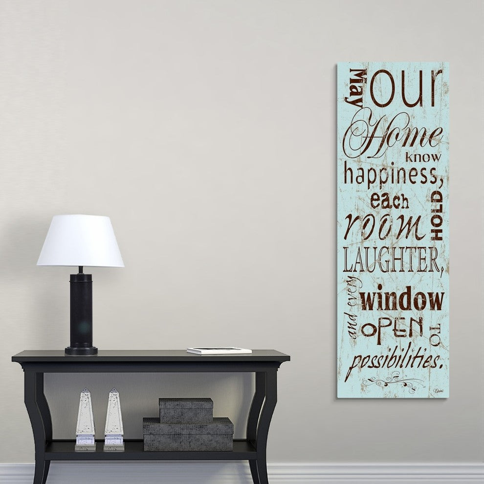 Home Happiness Wrapped Canvas Art Print, 16"x48"x1.5"