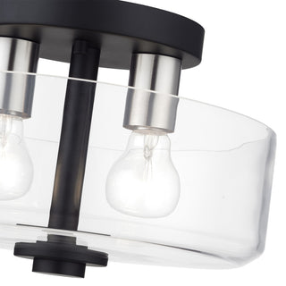 Whitworth 2 Light Black Medium Semi-Flush with Clear Glass