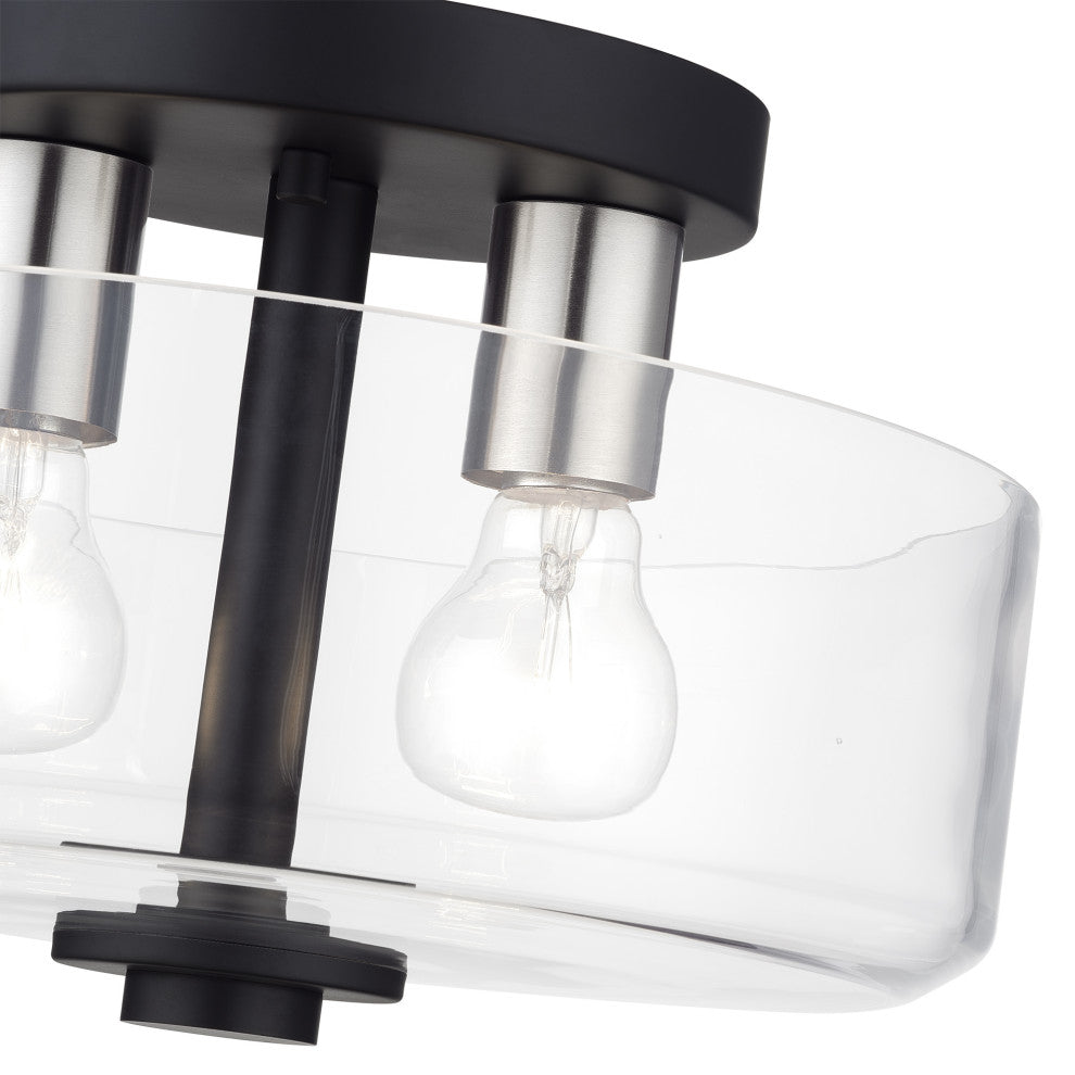 Whitworth 2 Light Black Medium Semi-Flush with Clear Glass