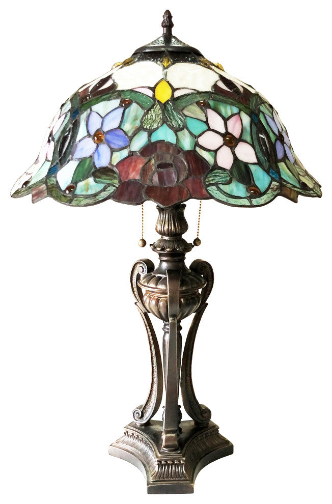 PIPER Tiffany-Style Floral Stained Glass Table Lamp, 26"