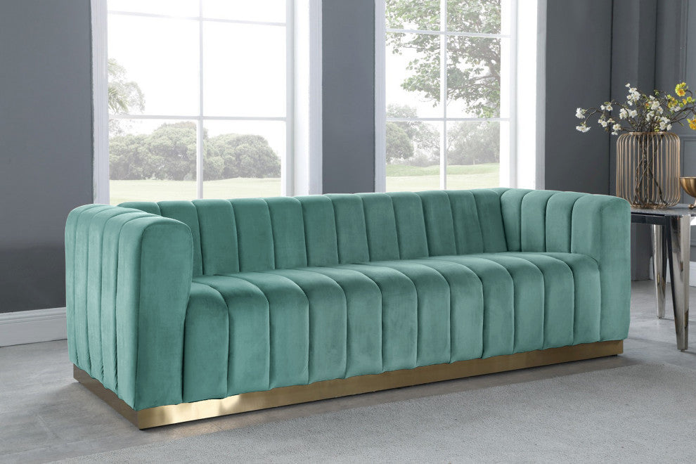 Marlon Velvet Upholstered Sofa, Mint