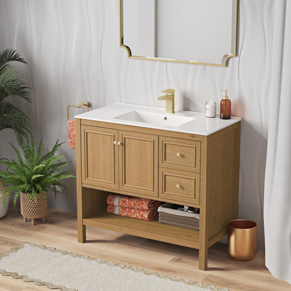 Chateau 36" Bathroom Vanity, Natural Oak