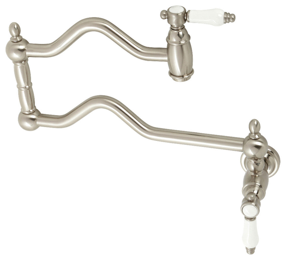 Kingston Brass KS2108BPL Bel Air Wall Mount Pot Filler, Brushed Nickel