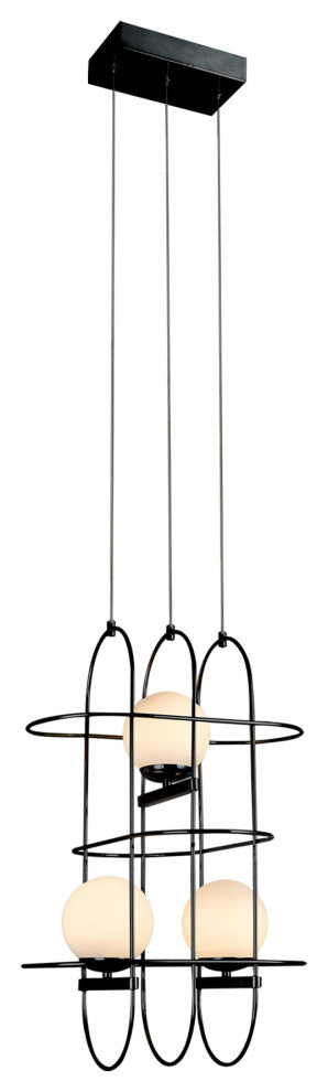 Lyra 16" ETL Certified Integrated LED Wire Frame Chandelier Fixture, Black