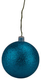 100Mm 4" Aqua Glitter Ball Ornament With Wire
