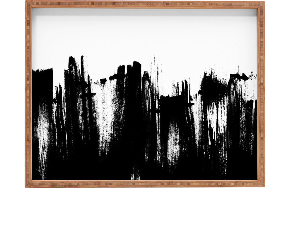 Kelly Haines Monochrome Brushstrokes Rectangular Tray