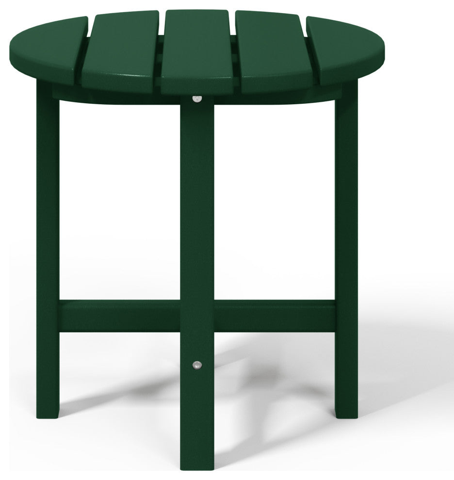 Adirondack Round Outdoor Side Table, Dark Green