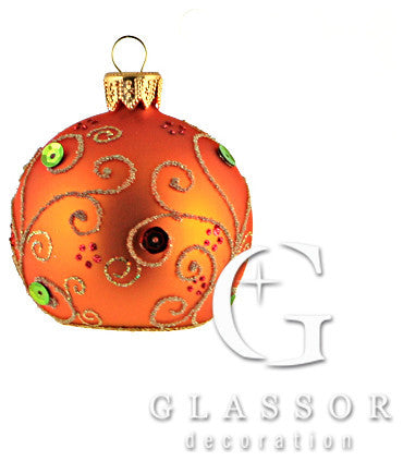 Jeweled Orange Cardholder Ornament, Small