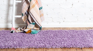 Unique Loom Lilac Solid Shag 2'x6'5" Runner Rug