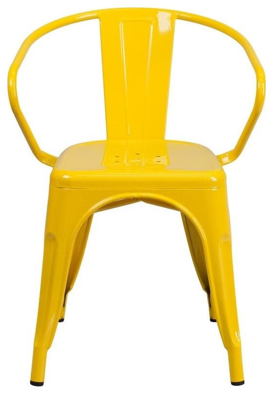 Flash Furniture Metal Stackable Dining Arm Chair in Yellow