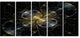 Symmetrical Golden Fractal Flower, Floral Canvas Art Print, 60"x28", 5 Panels