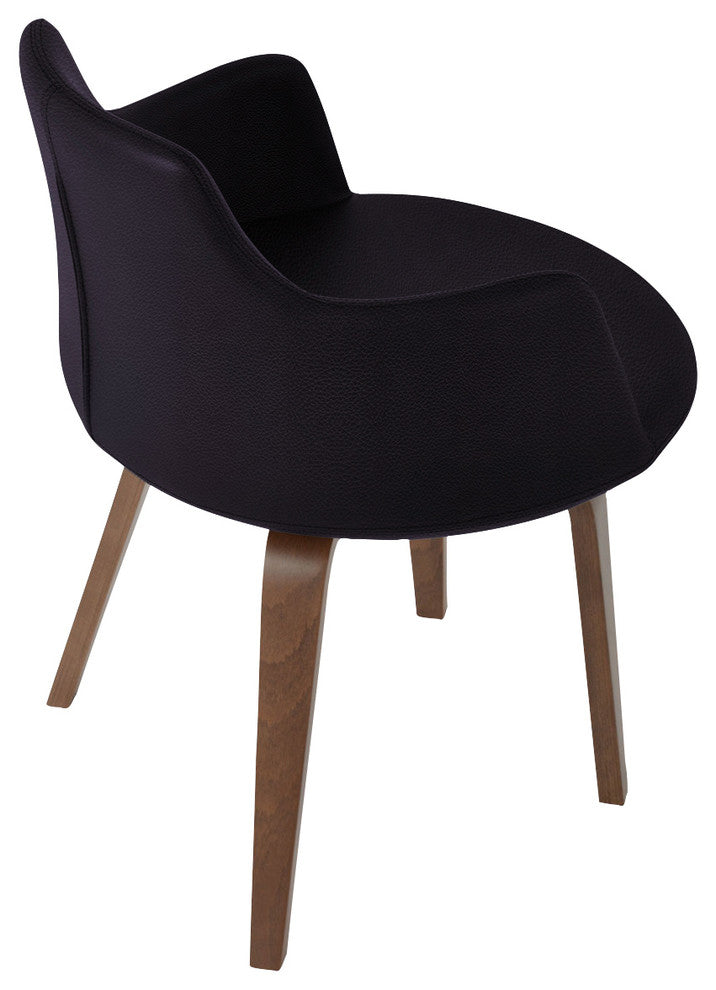 Dervish Plywood Chair, American Walnut Base, Black Leatherette