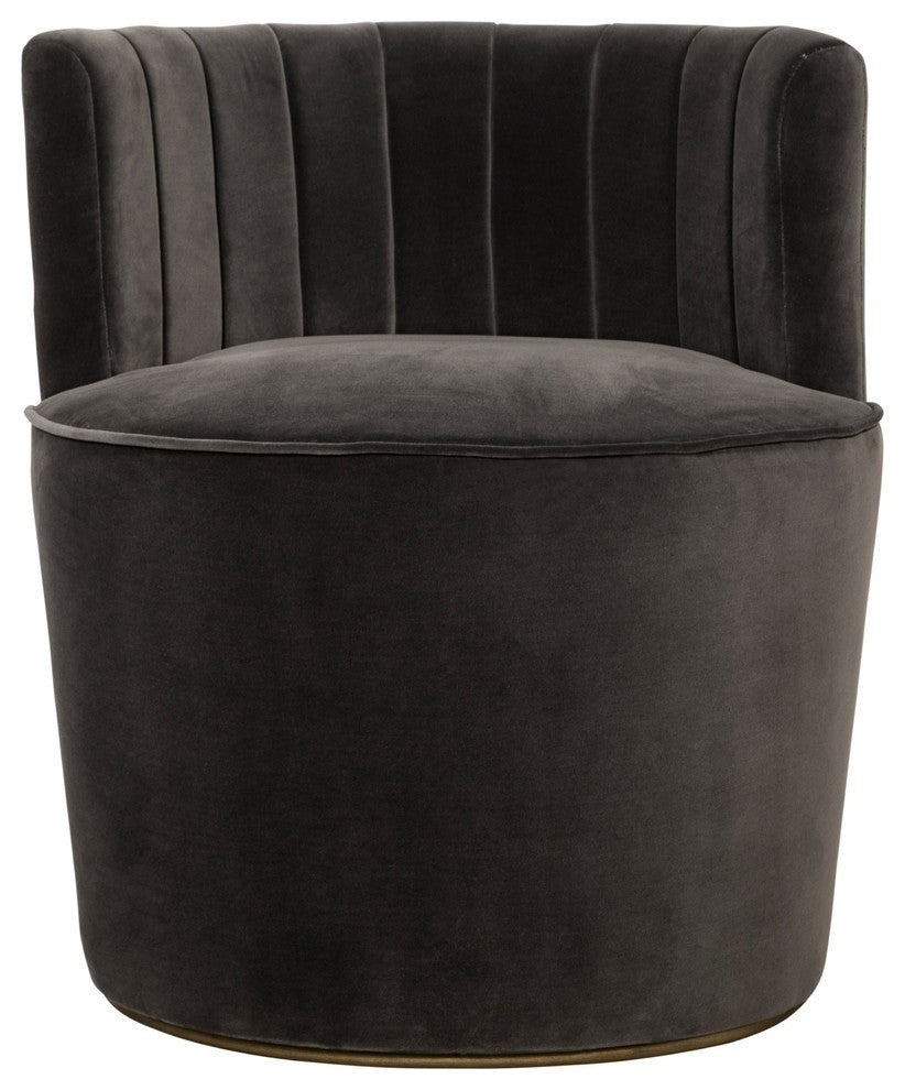 August Chair, Antique Brass, Shadow Gray Fabric