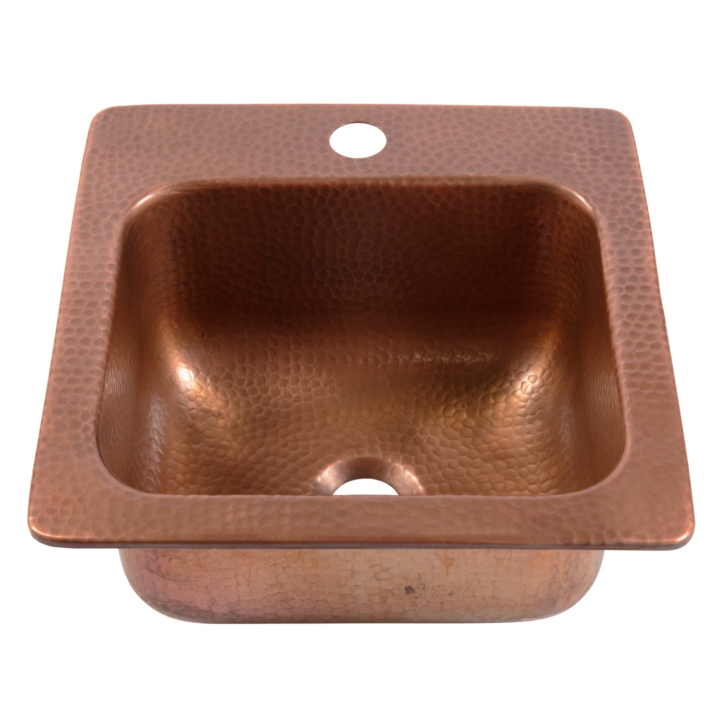 Angelico Copper 15" Single Bowl Drop-In Kitchen Sink