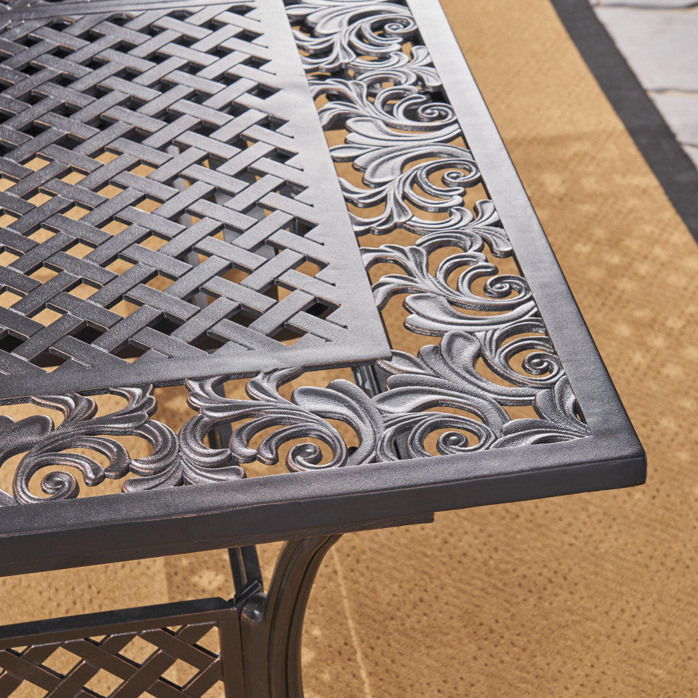 GDF Studio Phoenix Outdoor 64"-81" Expandable Cast Aluminum Dining Table