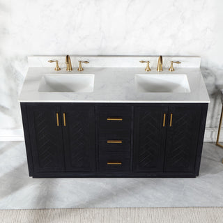 Altair Gazsi Black Oak Bathroom Vanity Set, 60", Without Mirror