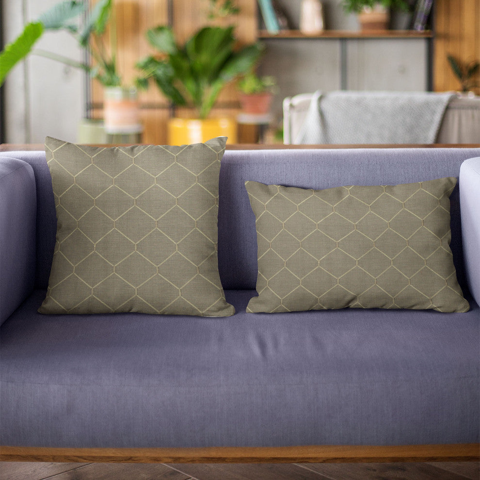 Bronze Kona Embroidery, Some Shine To This Pattern Luxury Throw Pillow, 22"x22"