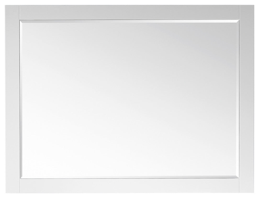 Ivy Rectangular Bathroom Wood Framed Wall Mirror, White, 48"