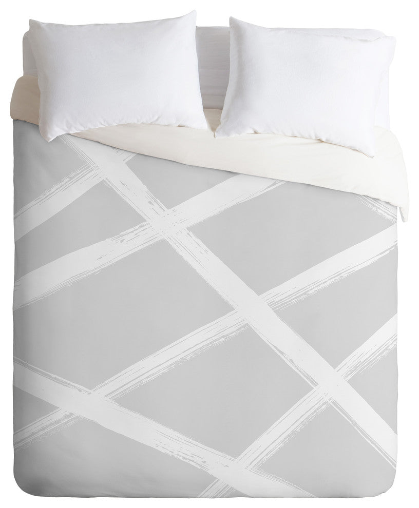 Kelly Haines Gray Brushstrokes Duvet Cover Set, Twin XL