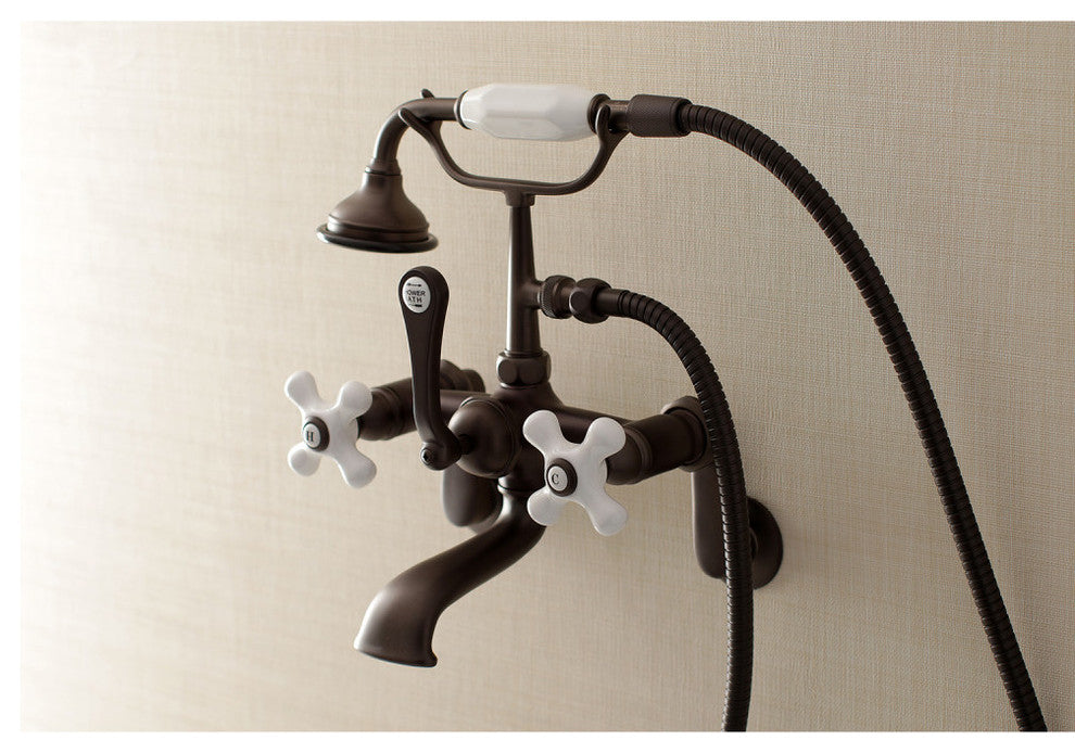 Kingston Brass Wall Mount Tub Faucet With Hand Shower, Oil Rubbed Bronze