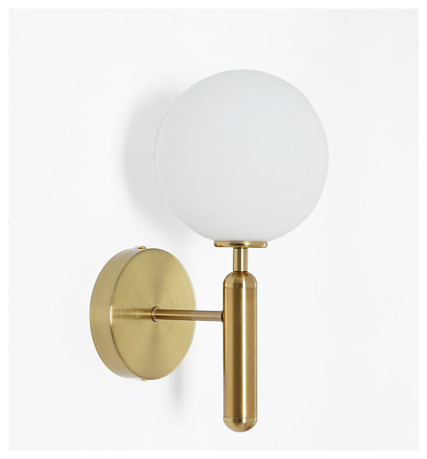 Decorica White and Gold LED Glass Globe Indoor Wall Sconce