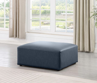 Cube Upholstered Modular Component, Navy, Vegan Leather, Ottoman
