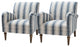 Stripe Armchair Set of 2, Navy