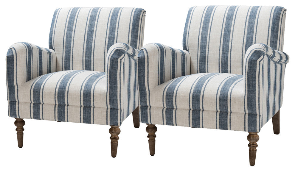 Stripe Armchair Set of 2, Navy