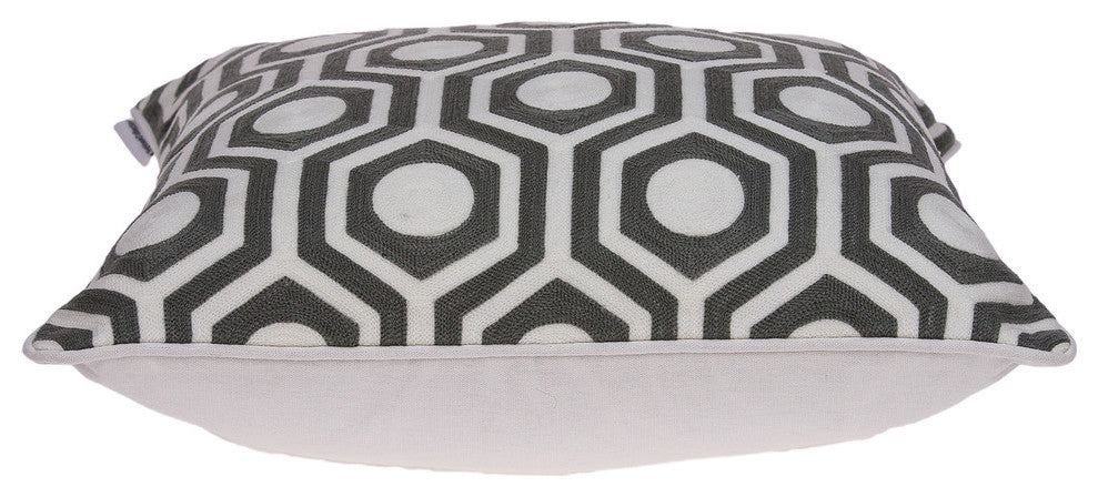 HomeRoots 20" x 7" x 20" Cool Gray and White Pillow Cover With Poly Insert
