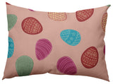 Egg Hunt Easter Indoor/Outdoor Lumbar Pillow, Sunwashed Red, 14x20"