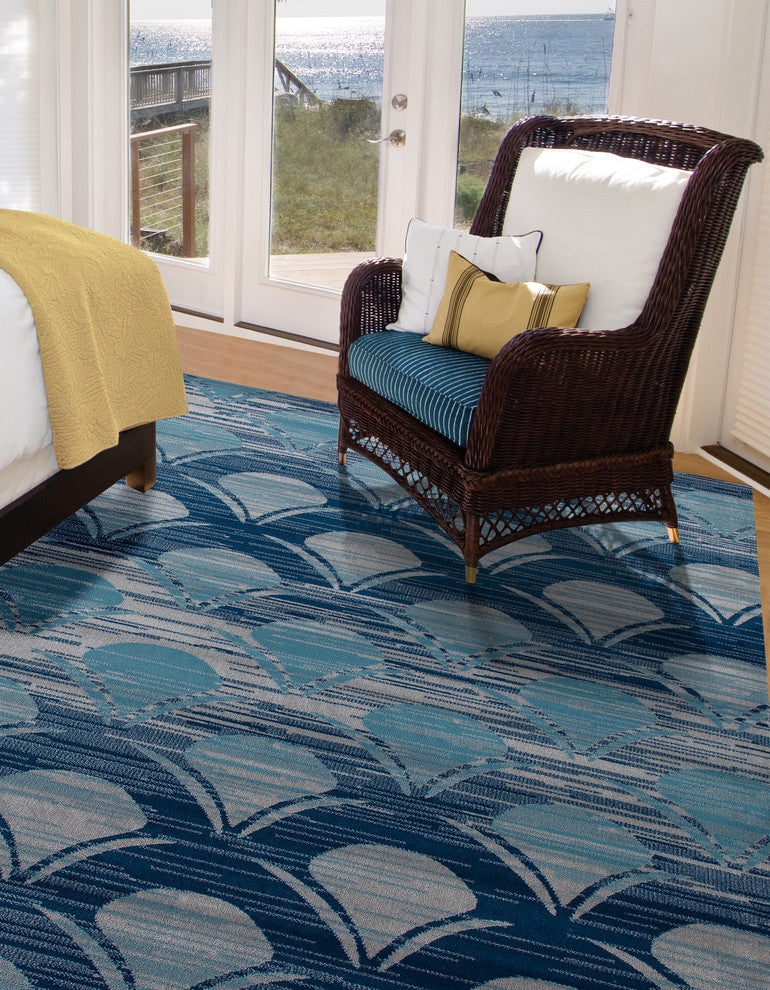 Seaport Waves Area Rug, Blue, 2'2"x8'1" Runner