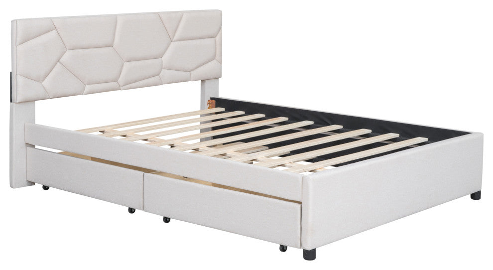 Gewnee Queen Size Upholstered Platform Bed in