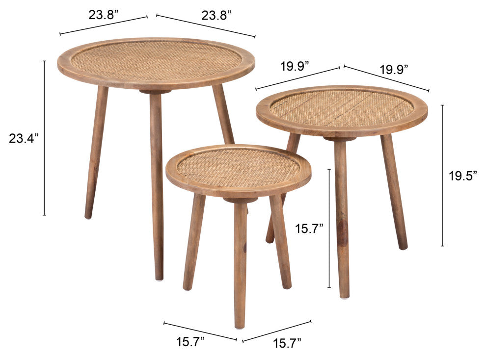 Sofa Side Table, Round, Wood, Natural, Mid Century Lounge Lobby Hospitality