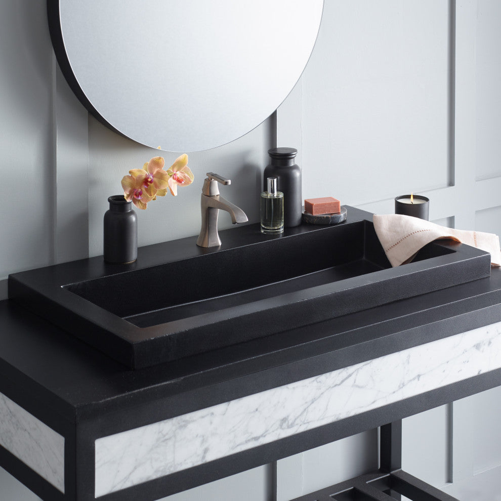 Trough 3619 Bathroom Sink, Charcoal, No Faucet Holes