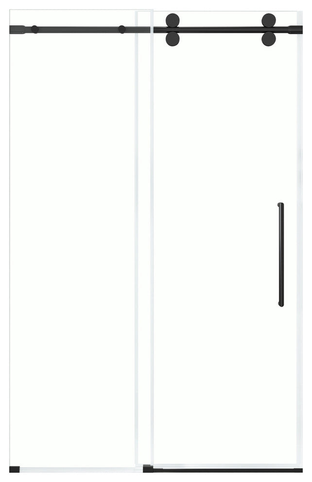Reva Frameless Sliding Clear Alcove Shower Door, Black, 48"