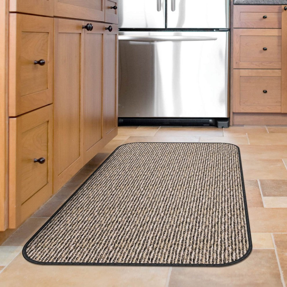 Skid-Resistant Area Rug Black Ripple, 8'x12'