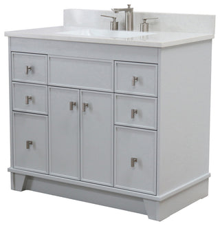 39" Single Sink Vanity, French Gray Finish With Engineered Stone Top