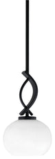 Cavella 1 Light Stem Mini Pendant, Matte Black Finish, 7" White Muslin Glass