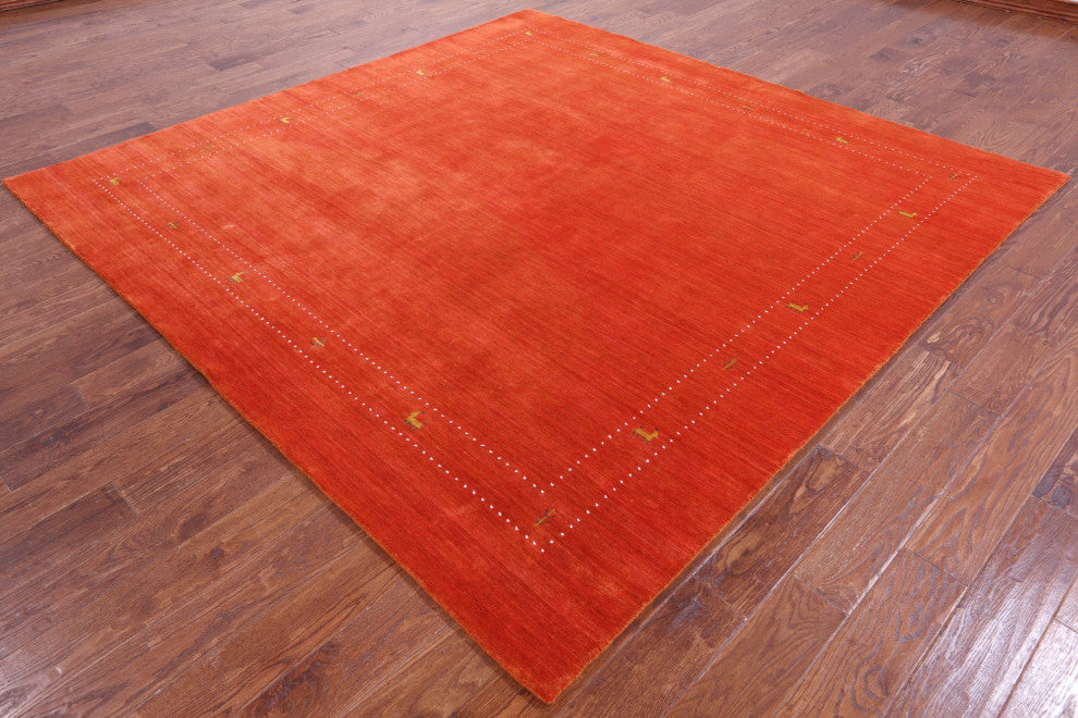 8' Square Hand Knotted Persian Gabbeh Wool Rug - Q15102