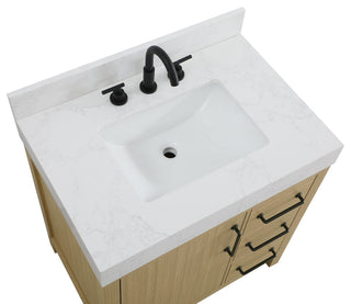 Home Living 32" Single Bathroom Vanity, Honey Brown With Backsplash