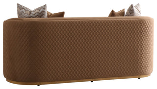 Ariana Velvet Loveseat, Caramel/Gold
