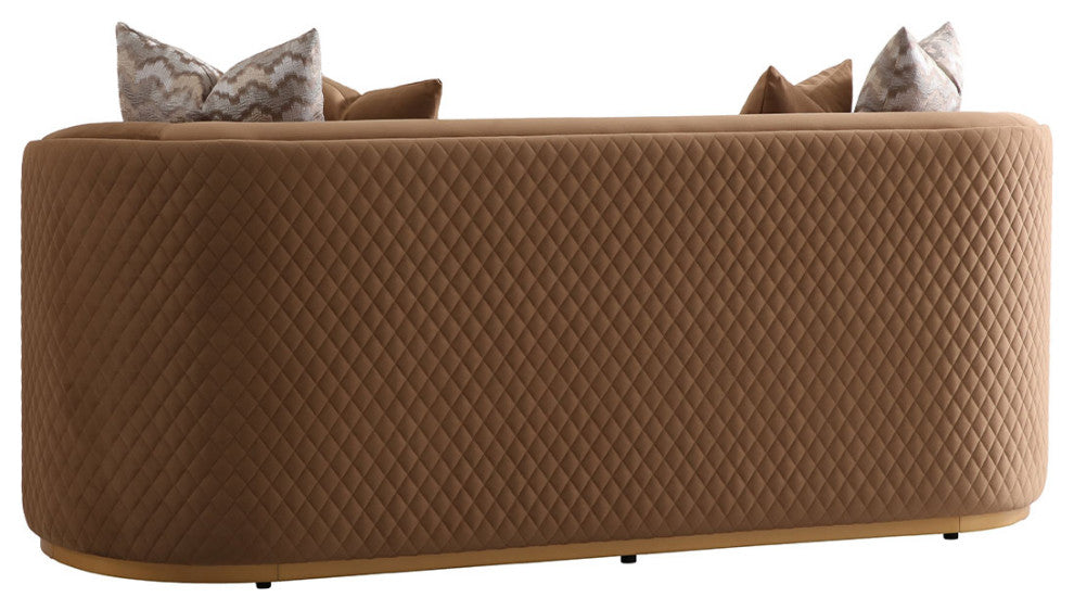 Ariana Velvet Loveseat, Caramel/Gold