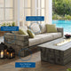 Sectional Sofa Chair Set, Sunbrella, Simulated Wood, Gray Beige, Outdoor