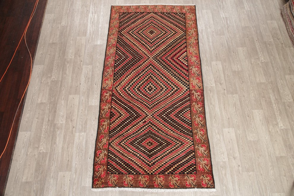 Consigned, Handmade Persian Worn Out Oriental Wool Vintage Area Rug, 9'3"X4'7"
