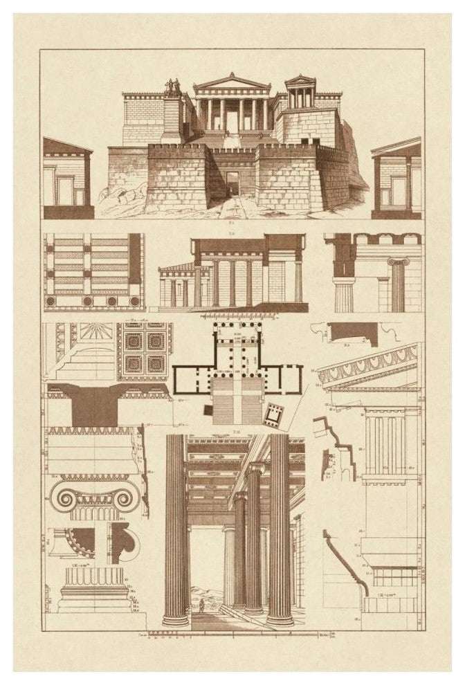 "The Propylaea of the Acropolis at Athens" Paper Print by J. Buhlmann, 42"x62"