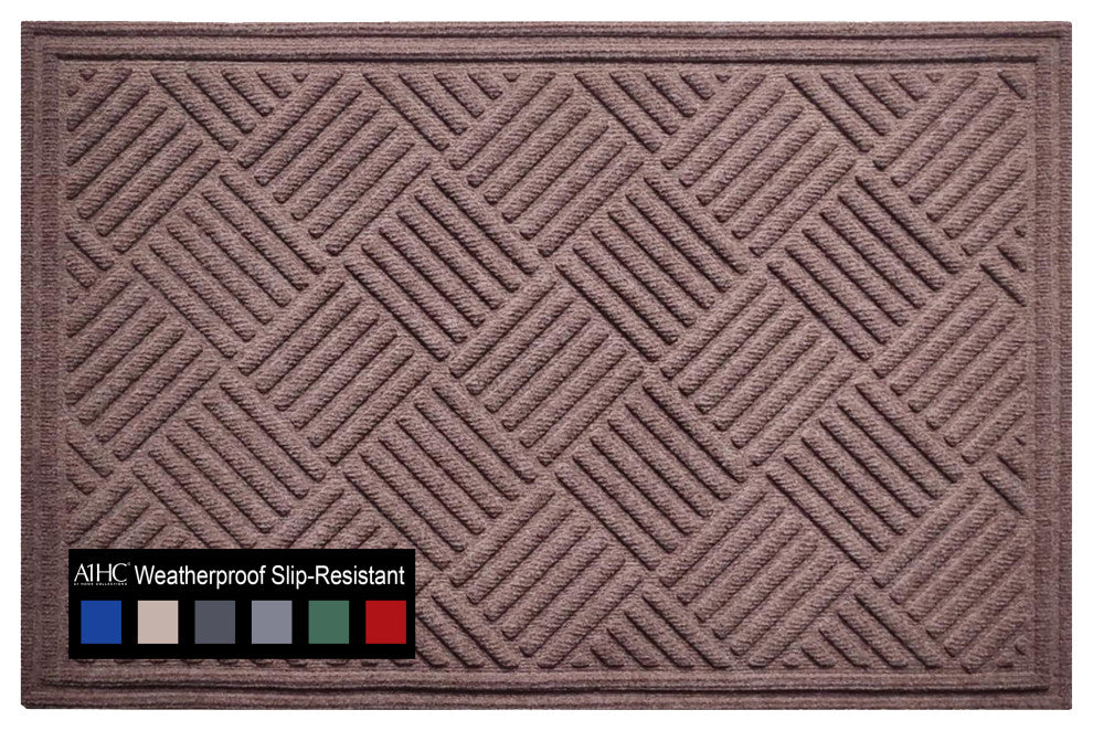 A1HC Superior Absorbant Polypropylene Doormat, Chocolate Brown Checkered, 24"x36"