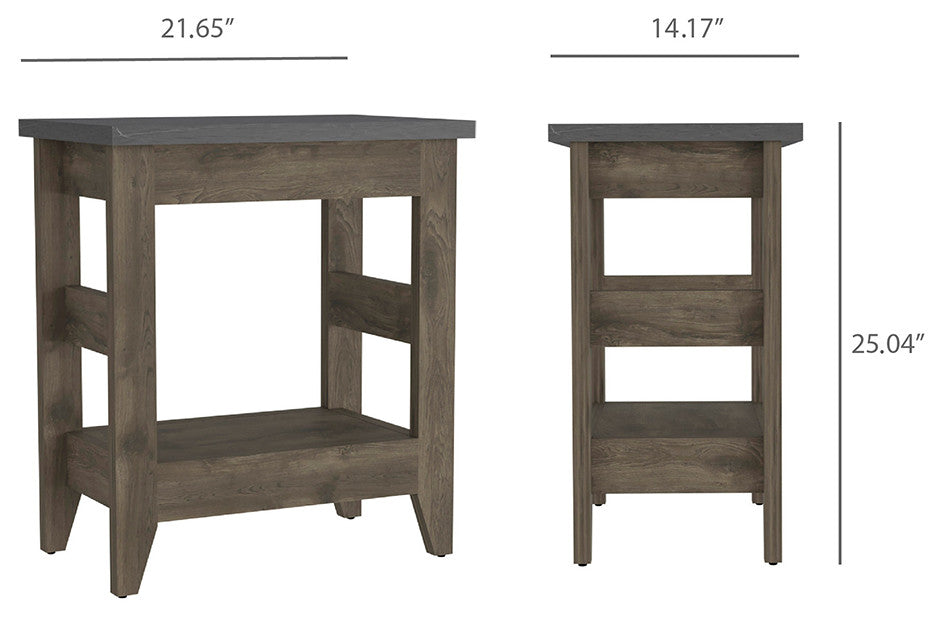 Paulson Rustic Side Table Onyx Top by RST Brands, Brown/Black