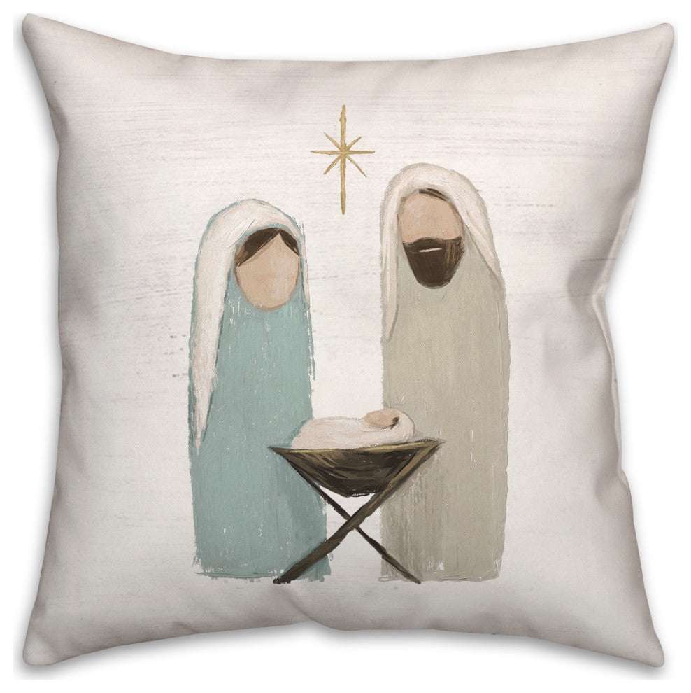 Painted Nativity 16x16 Spun Poly Pillow