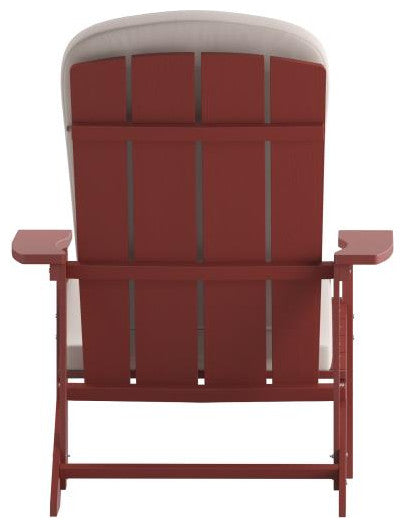 Charlestown Set of 2 Adirondack Chairs with Cushions, Red/Cream