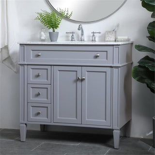 Elegant Decor Williams 36" Single Marble Top Bathroom Vanity in Gray
